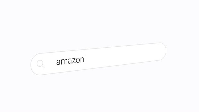 Typing Amazon On Search Box - E-commerce Company. - close up