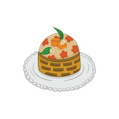 Japanese cake icon in isometric 3d style on a white background