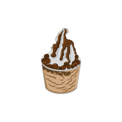 ice cream in a cup on a white background. Vector illustration.