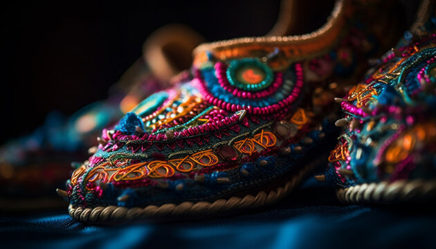 Ornate Leather Shoes Showcase Traditional Indian Craftsmanship And Elegance Generated By AI