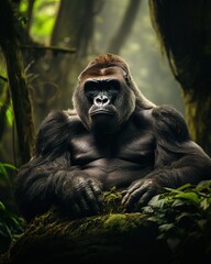Wildlife photography of a Gorilla in the forest