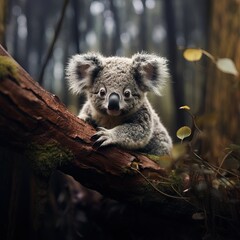 Wildlife photography of a koala bear on a branch tree