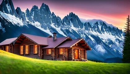 Obraz premium mountain house in the mountains