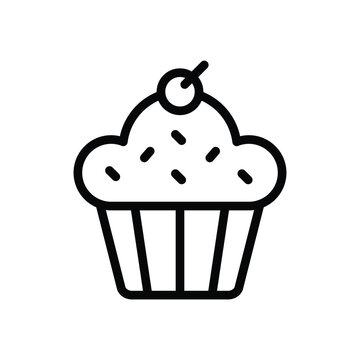 recommend clip art: Cupcake, muffin - Thin line icon - Food Icon - EDITABLE STROKE - EPS Vector