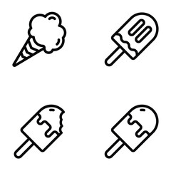 Set, Collection of Ice Creams, Food Related Thin Line Icons - EDITABLE STROKE - EPS Vector