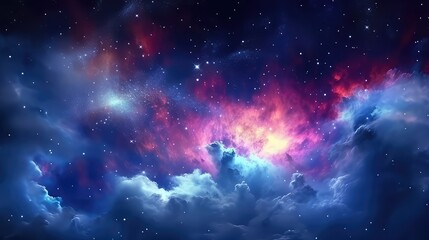 Fototapeta na wymiar Beautiful view of galaxy sky, cool wallpaper, background, generative ai