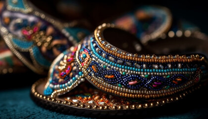 Obraz premium Vibrant multi colored bracelet, a souvenir of East Asian culture generated by AI