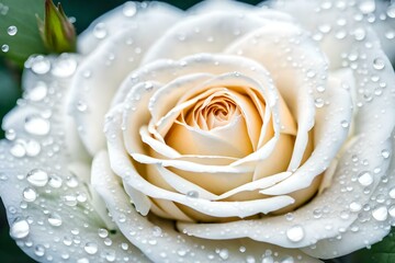 fresh white rose with dew drops generated by AI tool