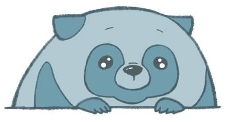 涙目で見つめるたぬき