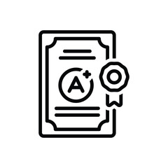 Black line icon for qualified 