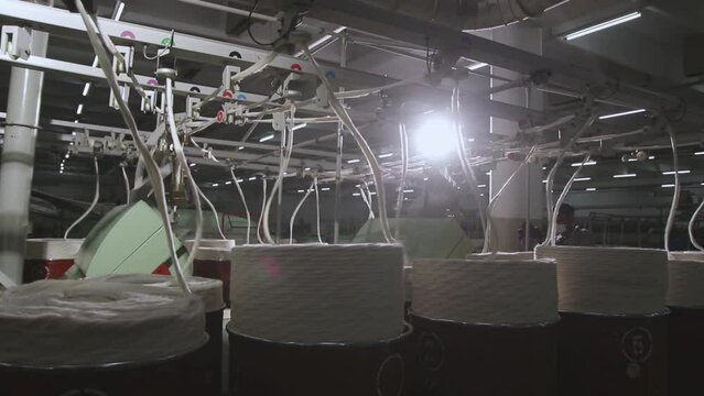 Process Of Manufacturing Thread On Automated Spinning Machine