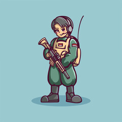 cute army character cartoon