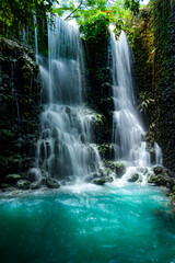 Fototapeta na wymiar Waterfalls and shady gardens in Chiang Mai province