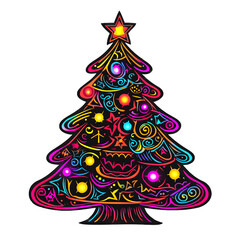 Christmas-Tree Modern Clipart, Isolated Illustration, Generative AI