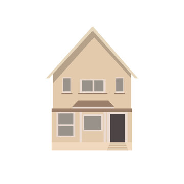 Flat house building vector illustration design element, home icon isolated on white background