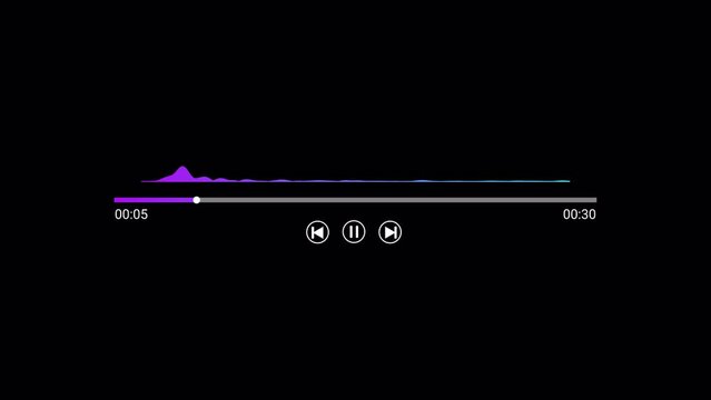 Music player scroll bar button with audio reactor, Music timeline or video track player, Timeline bar moving as song media playing, Audio music timeline bar moving with track