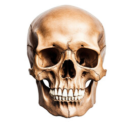 Sskull isolated on transparent background, front view, Generative AI