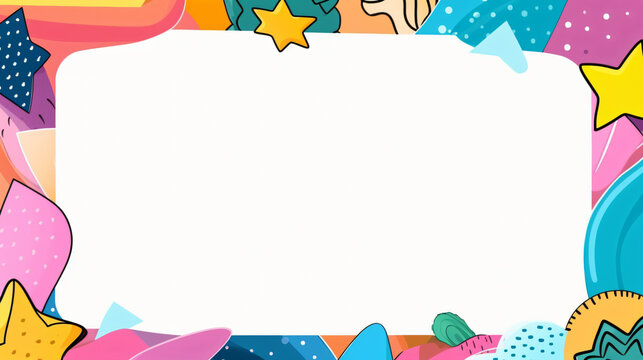 Colorful doodle background abstract frame for kids