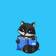 raccoon reading a book