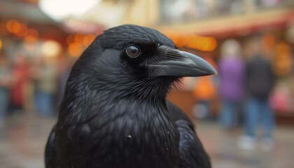 Bird of prey perching on branch, close up of beak and feather generated by AI