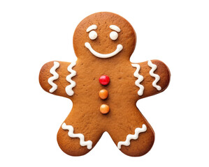 Traditional Christmas cookie - gingerbread man, isolated on transparent background, Generative AI