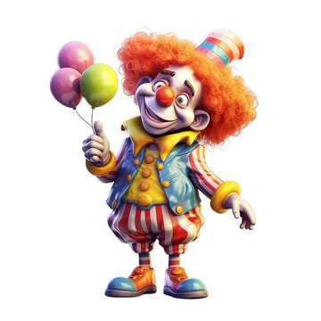 Isolated PNG cut out of a Clown, Generative ai