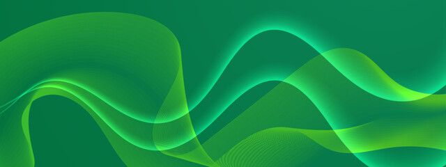 Illustration vector abstract wave motion pattern and dynamic mesh line on green background. Modern futuristic design for background or wallpaper. Digital cyberspace, high tech, technology concept