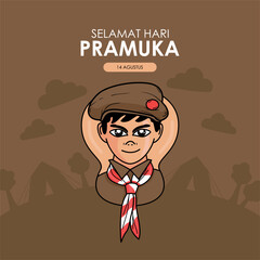 pramuka day poster template vector for indonesian scout