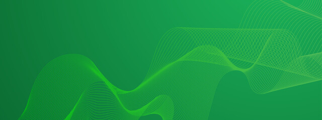 Illustration vector abstract wave motion pattern and dynamic mesh line on green background. Modern futuristic design for background or wallpaper. Digital cyberspace, high tech, technology concept