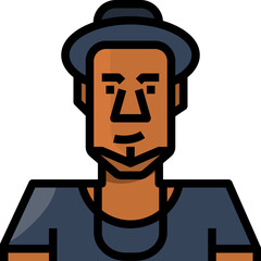 African man. Filled outline icon design