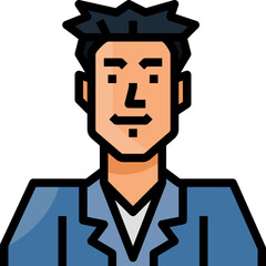 Asian young man. Filled outline icon design