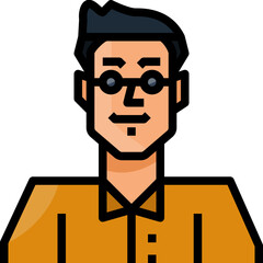 Asian young man. Filled outline icon design