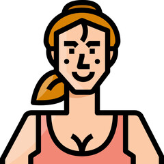 Caucasian woman. Filled outline icon design