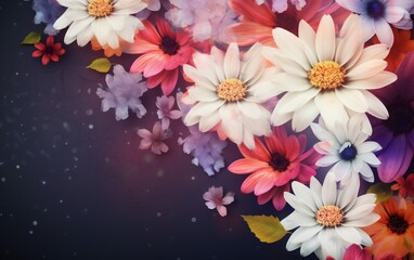 design watercolor background retro valentine flower pastel spring blossom color peonies. Generative AI.