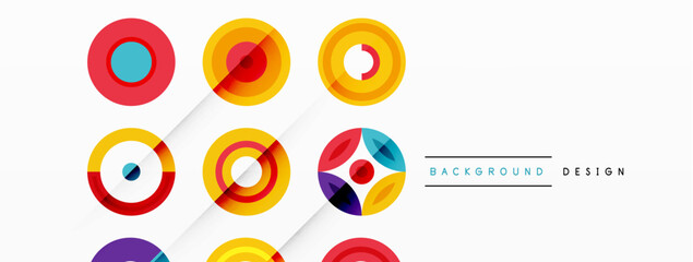 Colorful circles in a grid composition abstract background. Design for wallpaper, banner, background, landing page, wall art, invitation, prints, posters