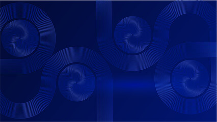 Abstract luxury glowing lines curved overlapping on dark blue background. Template premium award design