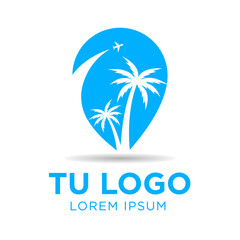 
Vector de logotipo de viaje o ilustración de icono de agencia de viajes. Logotipo de turismo. Vacaciones en familia.