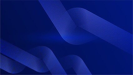Abstract luxury golden lines curved overlapping on dark blue background. Template premium award design.