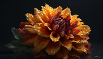 Vibrant gerbera daisy, pink and purple, underwater in formal garden generated by AI
