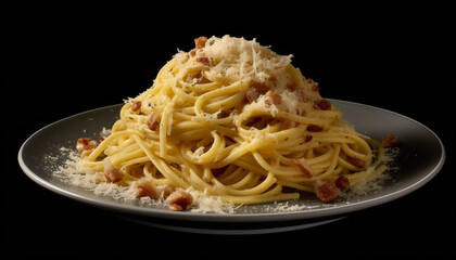 Healthy Italian meal with homemade pasta, parmesan cheese, and herbs generated by AI