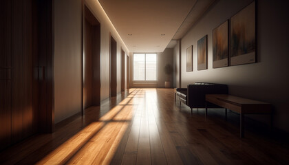 Modern luxury apartment with elegant decor and bright lighting equipment generated by AI