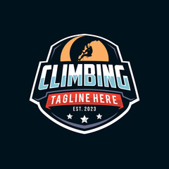 Climbing vector logo. Sport climbing, emblem climbing, hobby climbing illustration