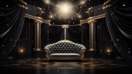Empty Sofa on Luxury Living Room, Interior Design Concept. Generative Ai