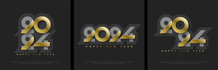 Numbers 2024 for happy new year 2024 with luxury gold bold numerals. Premium for posters, banners, social greetings and new year 2024 celebrations.