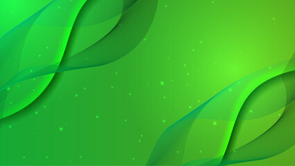 Abstract template green geometric curve wave diagonal presentation background with green line. Modern business style.