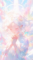 Obraz na płótnie Canvas Ethereal Dreamy Fantasy Pastel Girl Illustration. Generative AI.