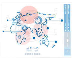 Digital png illustration of data processing and world map on transparent background