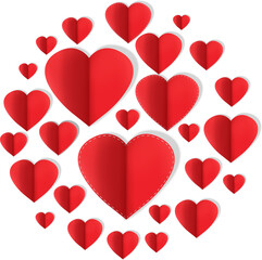 Digital png illustration of red hearts on transparent background