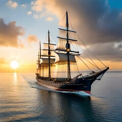 Fototapeta na wymiar ship in the sunset