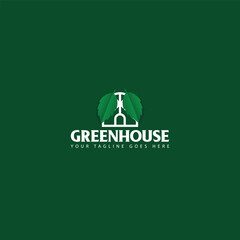 green house vector logo illustration perfect good for nature logo buildings flat color style with and green.